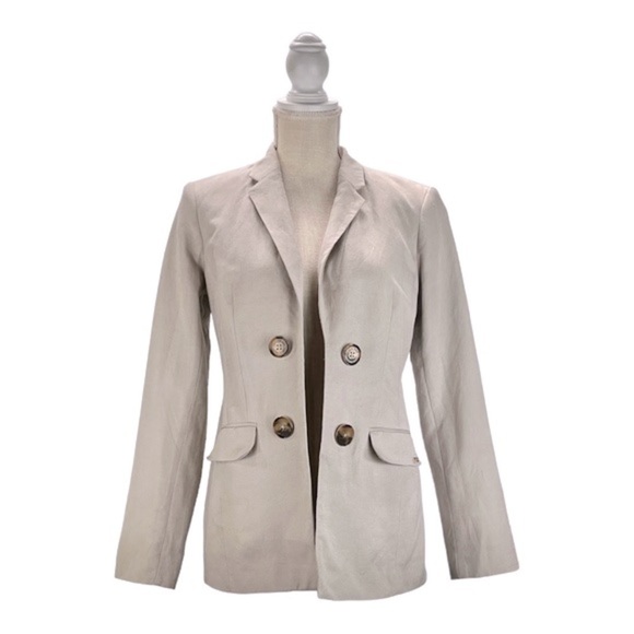 Calvin Klein Blazer 4  Jacket Open Front Linen  Rayon Light Pocket Front Gray - Picture 1 of 9